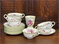 Spode Copeland Hand Painted Floral Cups & Saucers