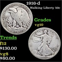 1916-d Walking Liberty 50c Grades vg+