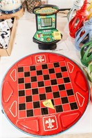 Vintage Metal Chinese-Checker Game Board;