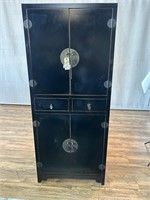 Chinese Black Tall 4 Door Cabinet