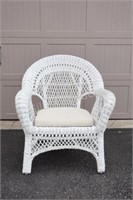 White Rattan Patio Chair and Cushion 1 of 2