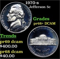 Proof 1970-s Jefferson Nickel 5c Grades GEM++ Proo