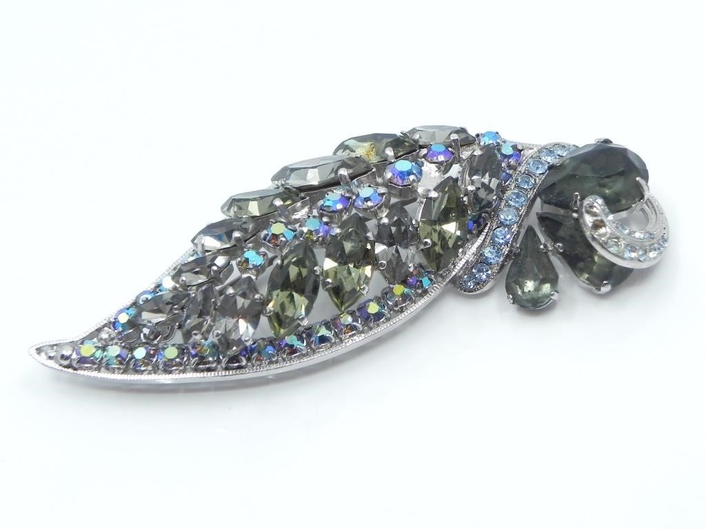 SHERMAN STYLE AURORA BOREALIS GEM BROOCH