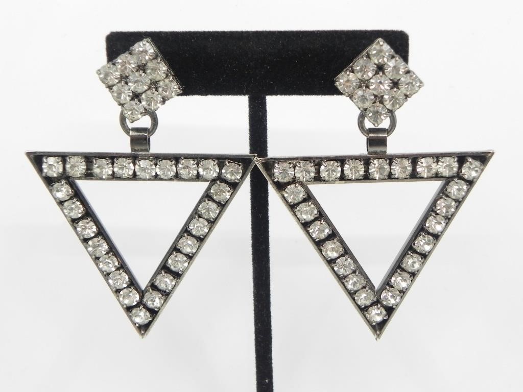 PAIR OF ALEXANDRA COSTAR TRIANGLE FAUX EARRINGS