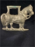 4” by 3” brass horse emblem