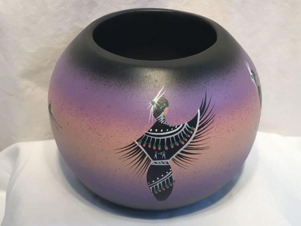 Navajo "Mystique Maiden" Hand-Painted Clay Pot