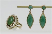 14K JADE RING & PENDANT EARRINGS