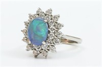 18K OPAL DOUBLET & DIAMOND RING