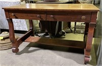 (H) Rolling Desk 2-Drawers, 48” x 29” x 30”