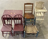 (H) Children/Doll Furniture Chairs, Table