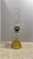 Vtg. Amber & Clear Glass Oil Kerosene 
Lamp.