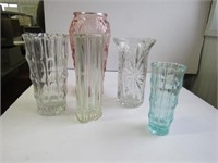 5 Assorted Glass Vases