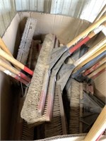 BOX OF BROOMS ETC....