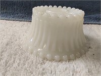 Vintage Beaded Milk Glass Candle Stick Holder