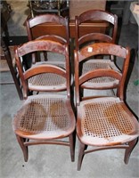 SET OF 4 VINTAGE CANED CHAIRS W/ WQICKER SEATS