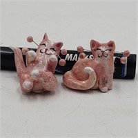 Pair Amy Lacombe WhimsiClay Cat Sculptures