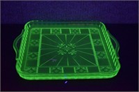 Jeannette Doric Uranium Glass Serving Tray