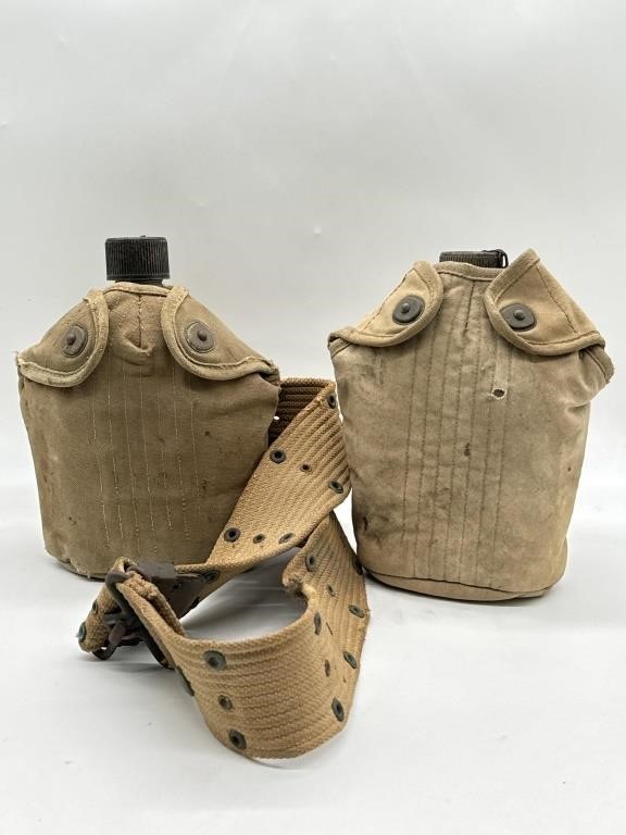 ATQ Military WWII Pair of Canteens and Belt