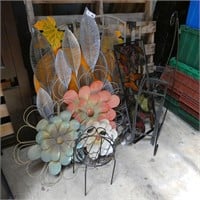 Large Lot of Metal Wall Art / Wrought Iron Stands