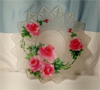 Hand painted pink rose plate