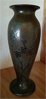 Bronze Silvercrest Inlaid Vase, Marked