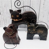 3 Metal Cat Tealight Candleholders