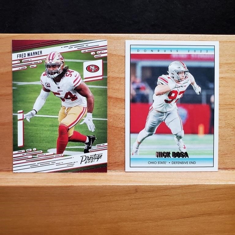 2021 Fred Warner and 2022 Nick Bosa 2 card Lot