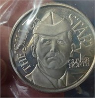 The silver star Oliver North 1 Troy ounce .999