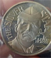 The silver star Oliver North 1 Troy ounce .999