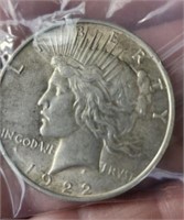 1922 silver peace dollar