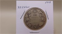 1918 Canadian 50 Cent / Half-dollar Coin