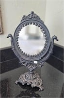 Figural Antique Cast Iron Vanity Swivel Mirror