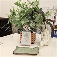 Decor- Faux House Plant, Trinket Dish, Cherub, Etc