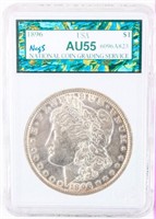 Coin 1896  Morgan Silver Dollar NEGS AU55