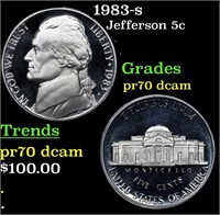 Proof 1983-s Jefferson Nickel 5c Graded pr70 dcam