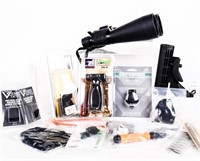 Assorted Gun Parts & Barska Zoom Binoculars