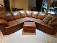 Palliser Top Grain Leather Sectional Sofa & Ottoma