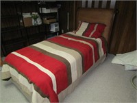 TWIN BED W/ WICKER HEAD BOARD