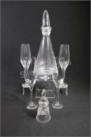 Retro Heavy Set Decanter with Champagne Flutes