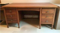 Oak office desk, 6 drawers, 60”x34”