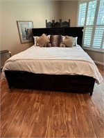 King Size Platform Bed w/ Storage Drawers Under