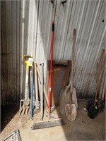 Broom, shovel, split maul, axe, etc
