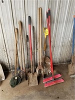 brooms, shovel, 2-PH diggers, etc
