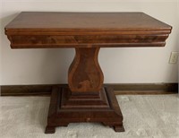 (R) Antique Walnut Lyre Base Game Table