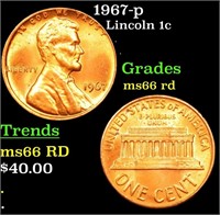 1967-p Lincoln Cent 1c Grades GEM+ Unc RD