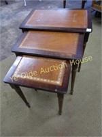 Mahogany And Leather Nesting Tables (3)