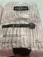 Depend small underwear 40 count each  package