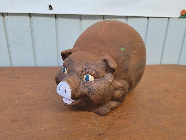 1980s Large Hand Painted Piggy Bank