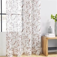 Rmuttly Floral Faux Linen Curtains  54x84in  2 Set