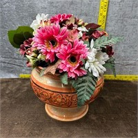 Ceramic Vase with Faux Flower Arrangement